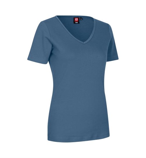 T-shirt m. V-hals dame model farve: indigo